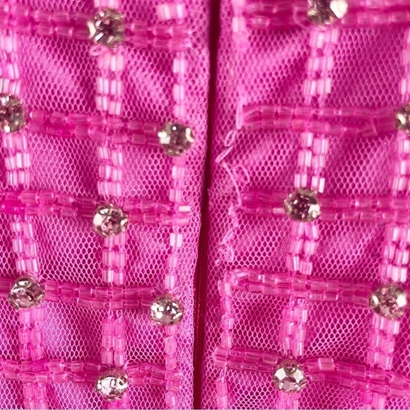 Khanums Kefi Crystal Embellished Beaded Mini Dress Pink Small Cocktail Party - Picture 9 of 12